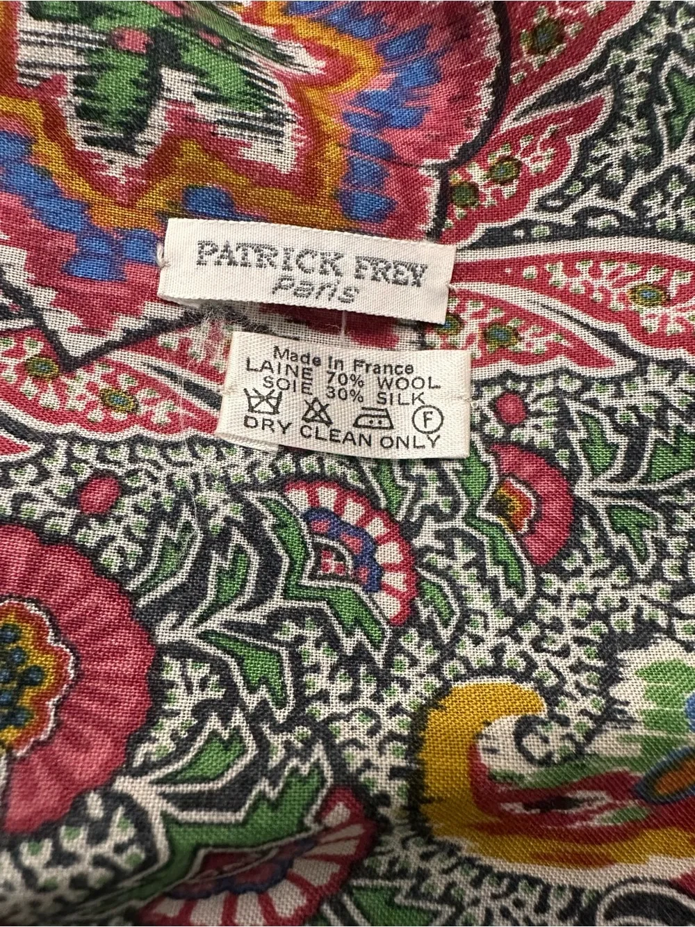 Vtg Patrick Frey Paris Paisley Wool Silk Scarf Shawl Tablecloth 49”x49” Luxe Art
